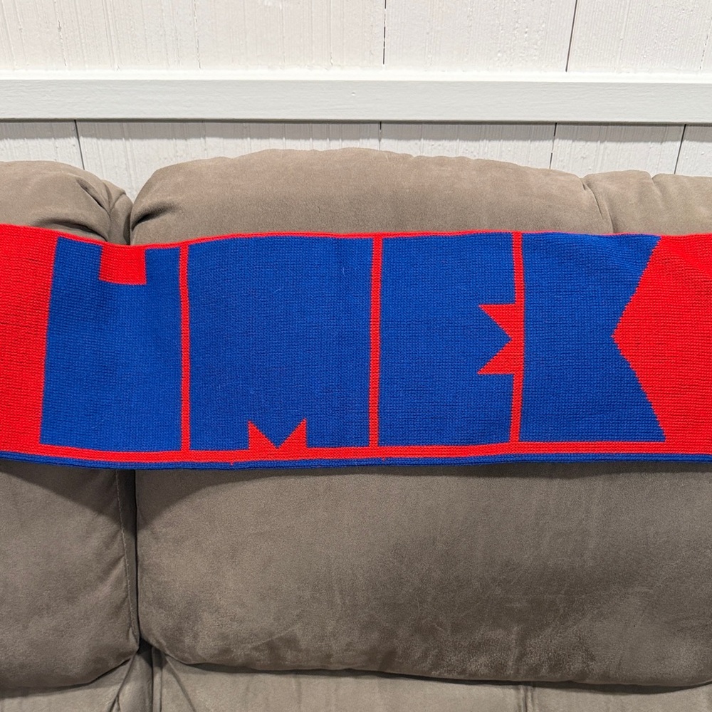 DJ UMEK Vibrant Red and Blue Graphic Scarf